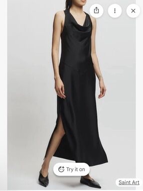 NWT | Saint Art Celeste Twisted Back "Grape" Satin Cowl-Neck Maxi Dress, Size S